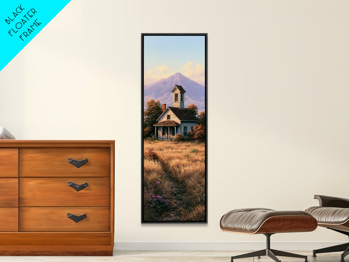 Mountain Cabin Landscape Framed Canvas Print, Rustic Art, Home Decor, Farmhouse Decor, Fine Art, Rustic, Living Room Decor, RUS-1x3-15
