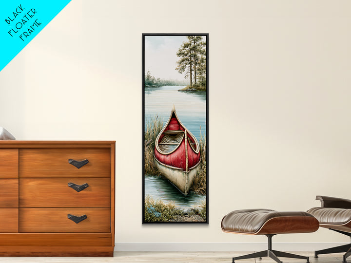Old Canoe Pulled Onto a Lake Shore Canvas Print, Rustic Art, Textured Painting, Farmhouse Decor, Fine Art, Rustic, RUS-1x3-32