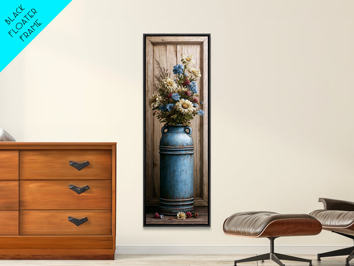 Weathered Barn Wood and Wildflower Still Life Canvas Print, Rustic Art, Fine Art Print, Farmhouse Decor, Oil Painting, Rustic, RUS-1x3-37