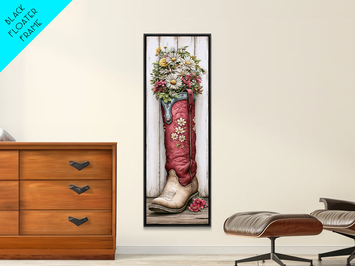 Old Boots Filled Canvas Print, Rustic Art, Landscape Art, Farmhouse Decor, Oil Painting, Rustic, Room Decor, Textured Painting, RUS-1x3-42