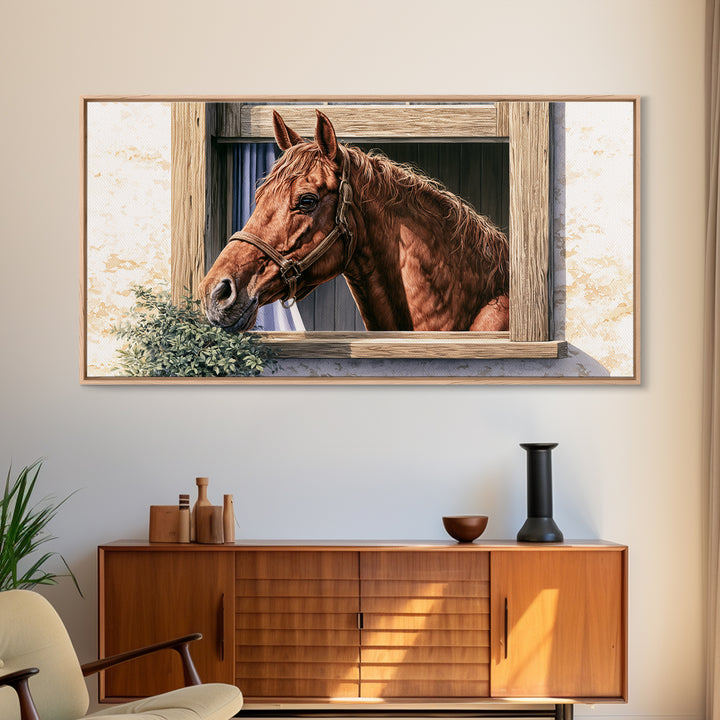Brown Horse Portrait Framed Canvas Print, Rustic Art, Home Decor, Farmhouse Decor, Fine Art, Rustic, Living Room Decor, RUS-2x1-1