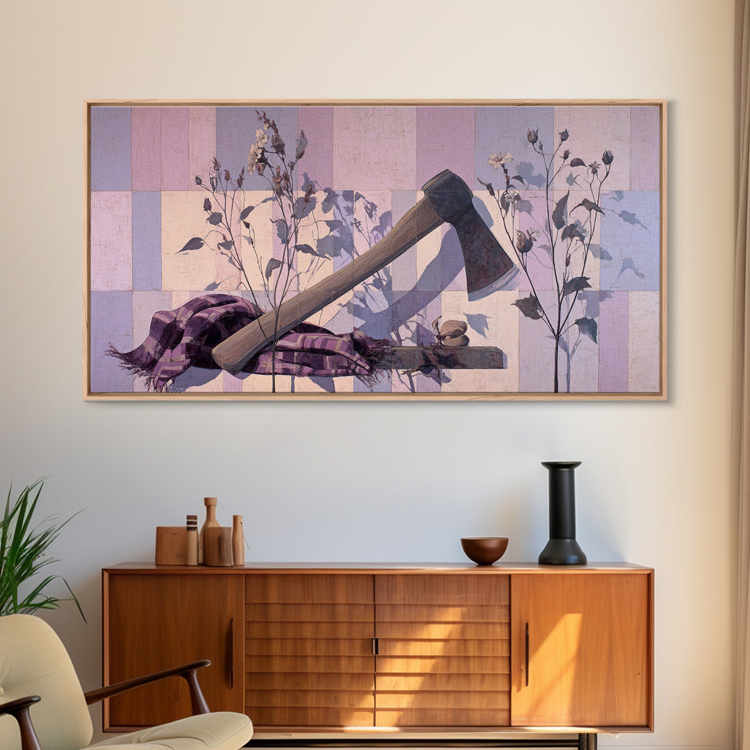 Trout Fishing Lure and River Stones Framed Canvas Print, Rustic Art, Luxury Decor, Farmhouse Decor, Fine Art, Rustic, RUS-2x1-34