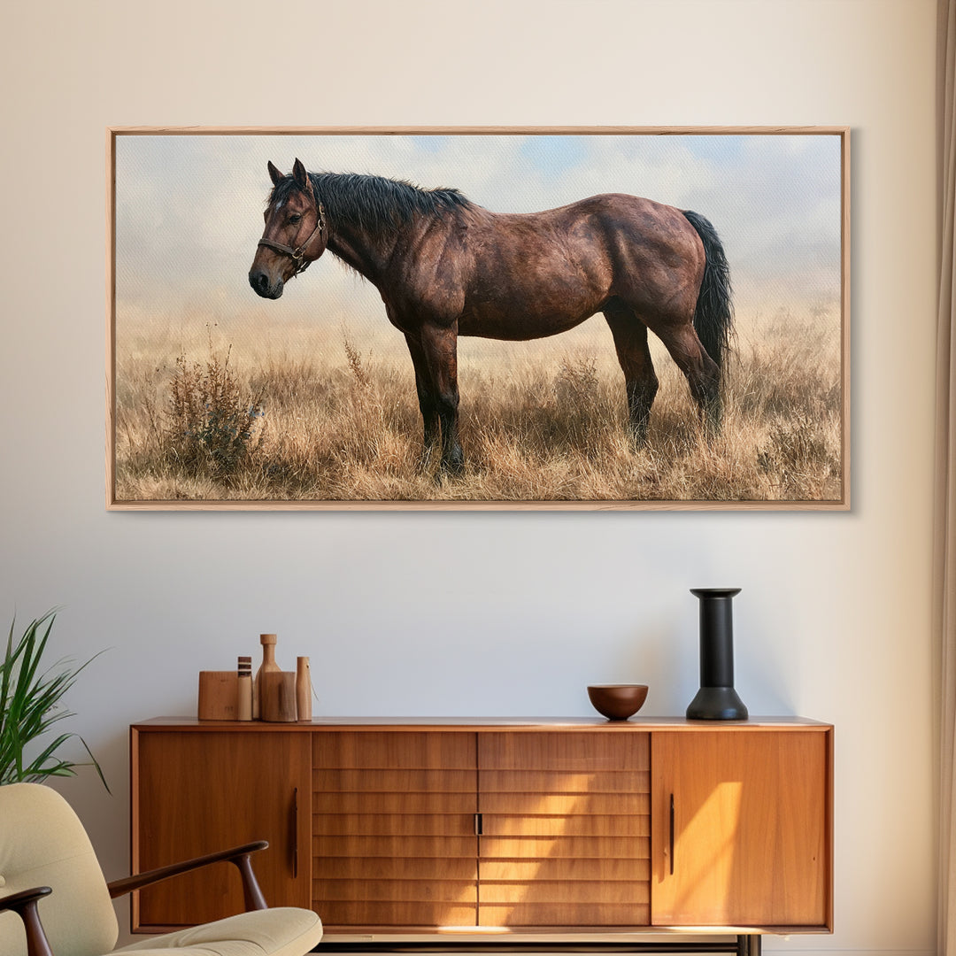 Brown Horse Portrait Canvas Print, Rustic Art, Printable Wall Art, Farmhouse Decor, Fine Art, Rustic, Wood Art, Modern Art, RUS-2x1-49