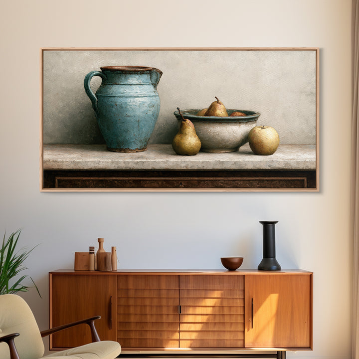 Rustic Pear and Apple Still Life Canvas Print, Rustic Art, Printable Art, Farmhouse Decor, Fine Art, Rustic, Farmhouse Wall Art, RUS-2x1-89