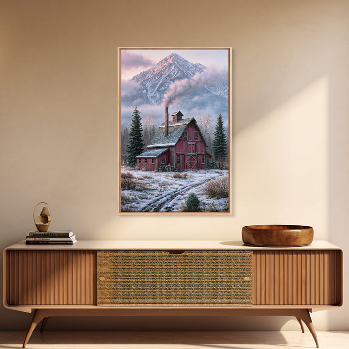 Winter Mountain Scene Canvas Print, Rustic Art, Fine Art Print, Farmhouse Decor, Fine Art, Rustic, Painting, Digital Prints, RUS-2x3-31