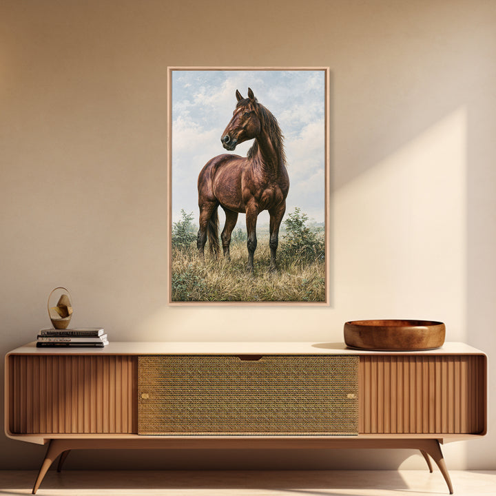 Brown Horse Portrait Framed Canvas Print, Rustic Art, Painting, Farmhouse Decor, Fine Art, Rustic, Boho Wall Art, 3d Wall Art, RUS-2x3-37