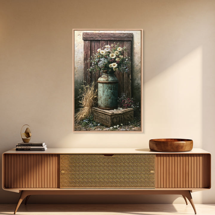 Weathered Barn Wood and Wildflower Still Life Canvas Print, Rustic Art, Living Room Decor, Farmhouse Decor, Fine Art, Rustic, RUS-2x3-57