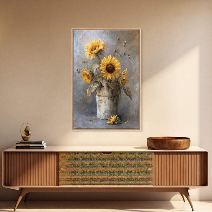 Handwoven Basket with Dried Grasses Framed Canvas Print, Rustic Art, Modern Art, Farmhouse Decor, Oil Painting, Rustic, RUS-2x3-8
