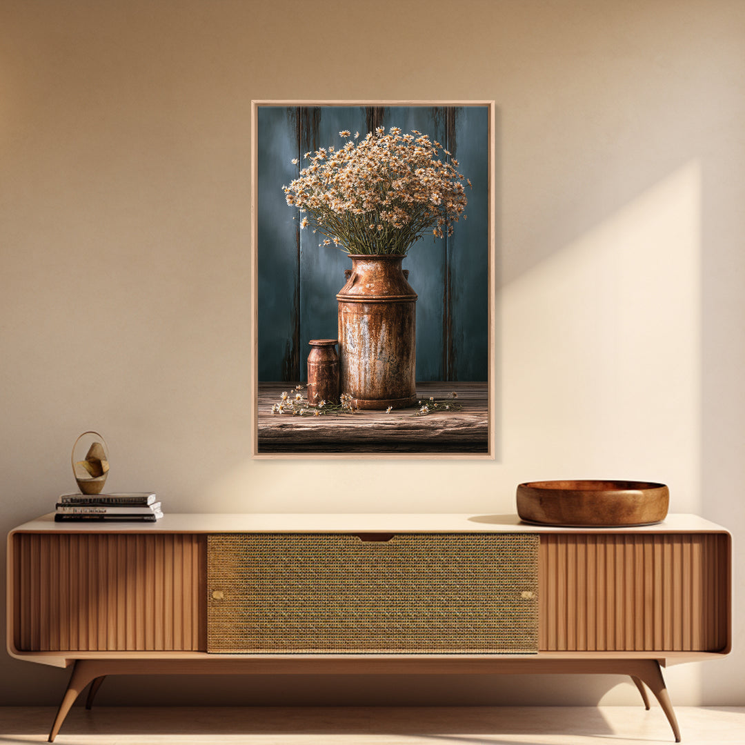 Weathered Barn Wood and Wildflower Still Life Canvas Print, Rustic Art, Living Room Decor, Farmhouse Decor, Fine Art, Rustic, RUS-2x3-81