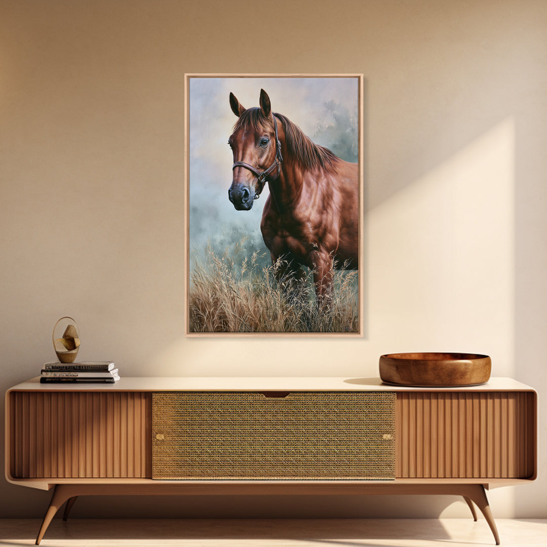 Brown Horse Portrait Framed Canvas Print, Rustic Art, Abstract Wall Art, Farmhouse Decor, Fine Art, Rustic, Landscape Art, RUS-2x3-85
