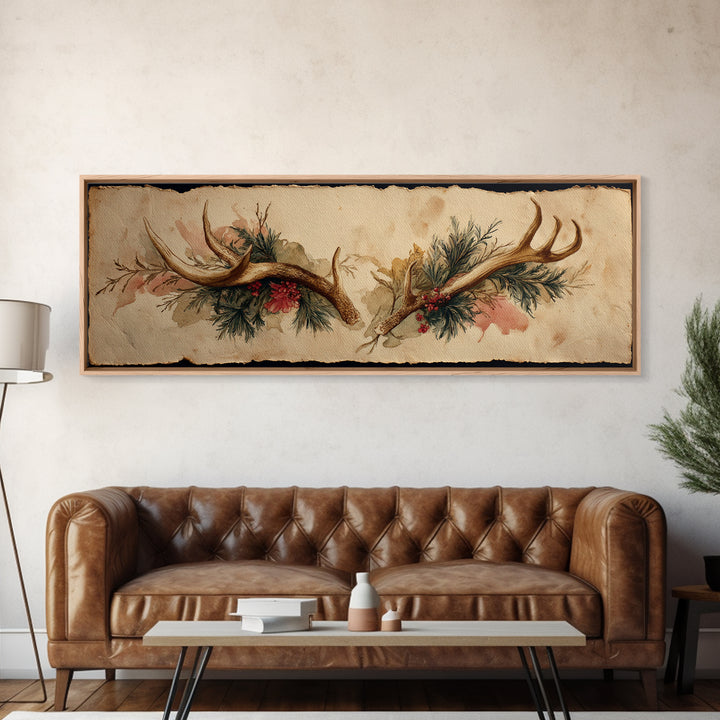 Winter Mountain Scene Framed Canvas Print, Rustic Art, Downloadable Art, Farmhouse Decor, Fine Art, Rustic, Textured Painting, RUS-3x1-15