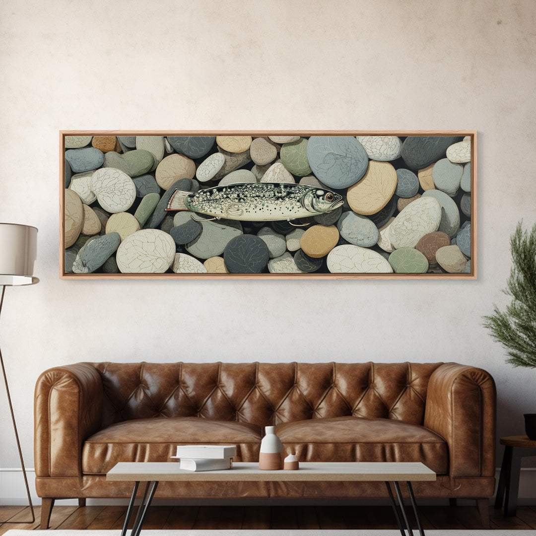 Deer Antlers with Pine Branches and Berries Framed Canvas Print, Rustic Art, Farmhouse Decor, Watercolor Art, Rustic, RUS-3x1-18