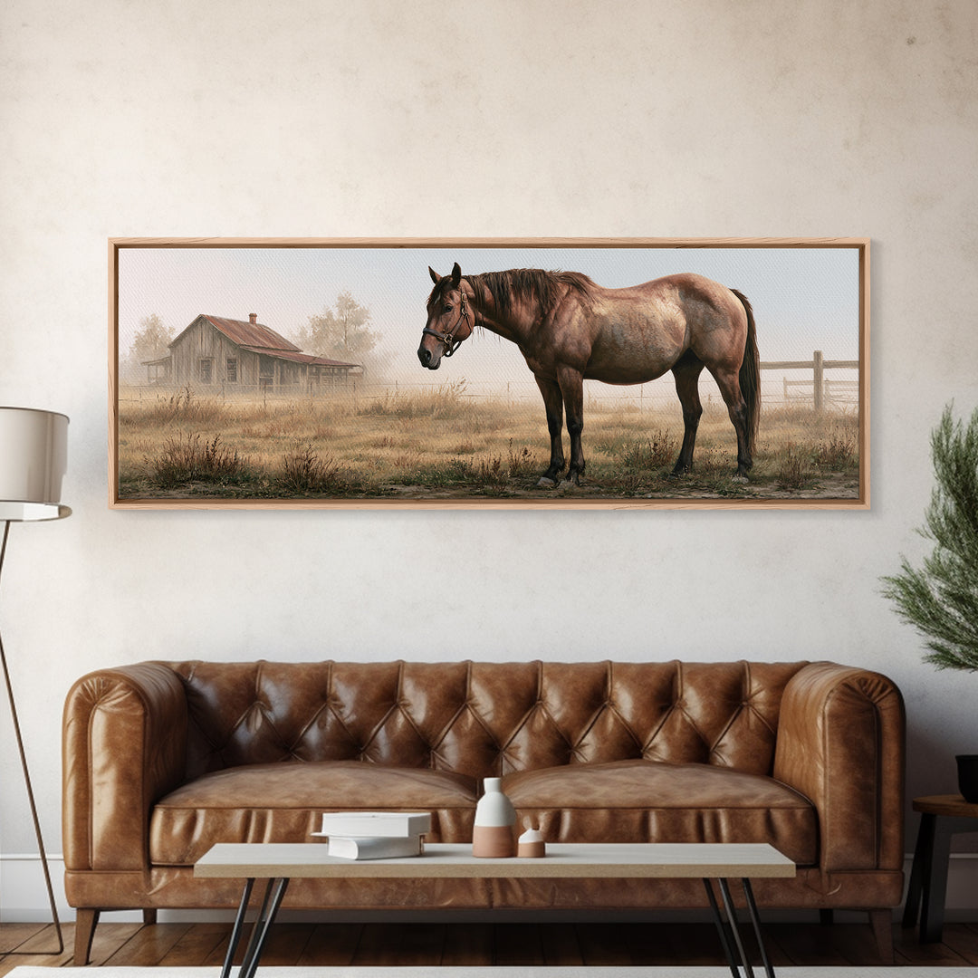 Brown Horse Portrait Canvas Print, Rustic Art, Gallery Wall Set, Farmhouse Decor, Fine Art, Rustic, Minimalist Decor, RUS-3x1-93