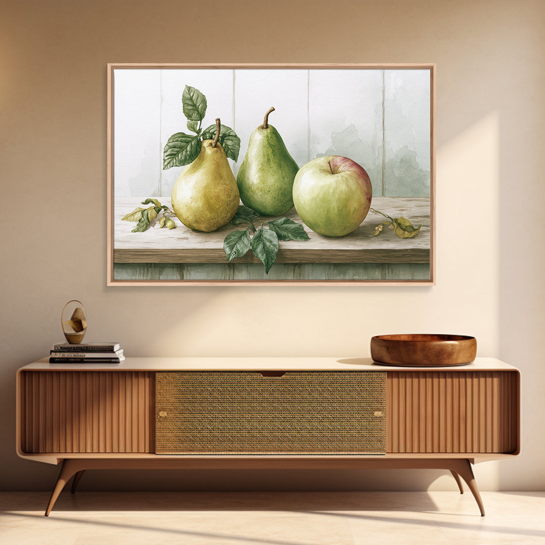 Rustic Pear and Apple Still Life Canvas Print, Rustic Art, Farmhouse Decor, Rustic, Gallery Wall Art, Landscape Wall Art, RUS-3x2-1