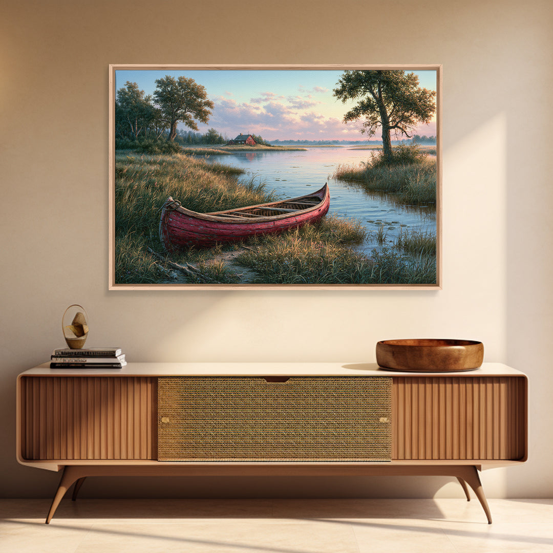 Old Canoe Pulled Onto a Lake Shore Canvas Print, Rustic Art, Neutral Decor, Farmhouse Decor, Fine Art, Rustic, Home Decor, RUS-3x2-72