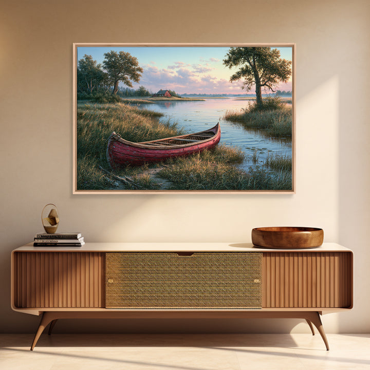 Old Canoe Pulled Onto a Lake Shore Canvas Print, Rustic Art, Neutral Decor, Farmhouse Decor, Fine Art, Rustic, Home Decor, RUS-3x2-72