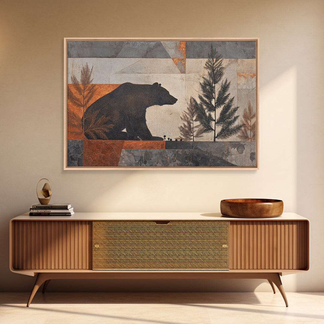 Buffalo Portrait with Western Texture Framed Canvas Print, Rustic Art, Boho Wall Art, Farmhouse Decor, Fine Art, Rustic, RUS-3x2-74