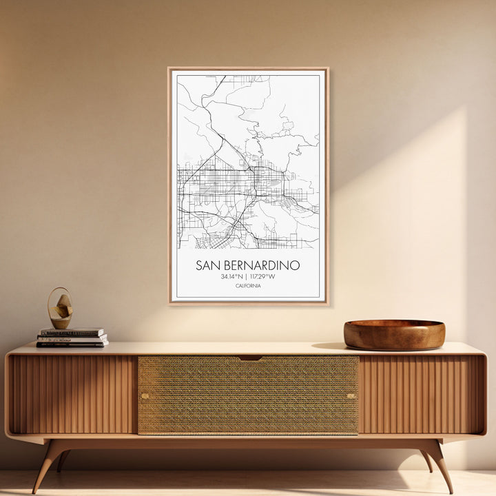 San Bernardino Street Map, California Map, City Map Print, Minimalist Art, Wall Art, Canvas Print, Unique Wall Décor, Friends Gift,