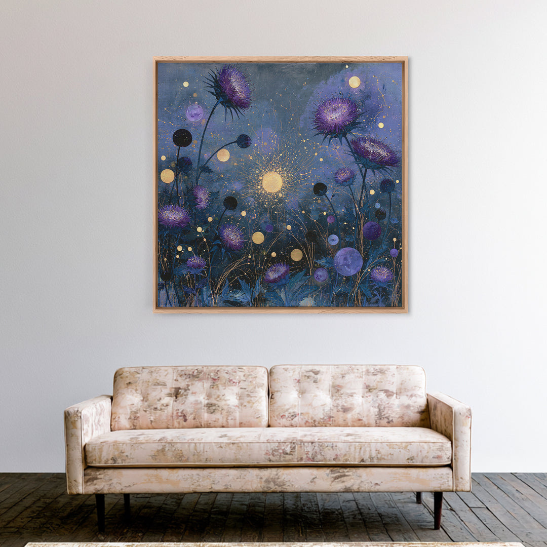 Cosmic Garden with Planets as Flowers Canvas Print, Space Art, Boho Decor, Spa Decor, Fine Art, Serenity, Painting, Posters, SAR-1x1-13