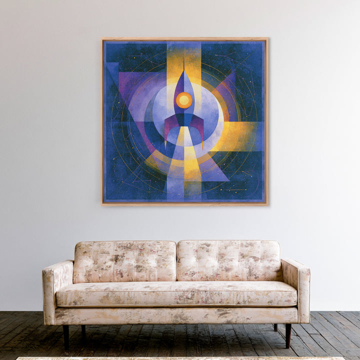 Retro Space Poster Framed Canvas Print, Space Art, Luxury Decor, Spa Decor, Fine Art, Serenity, Room Decor, Art Prints, SAR-1x1-21