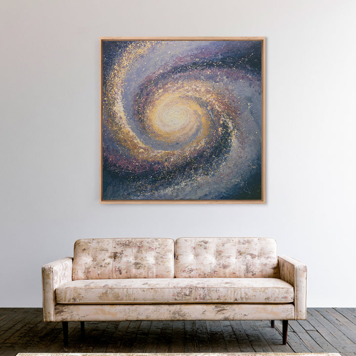 Galaxy Spiral in Jewel Tone Paint Framed Canvas Print, Space Art, Space, Spa Decor, Fine Art, Serenity, Statement Artwork, SAR-1x1-39