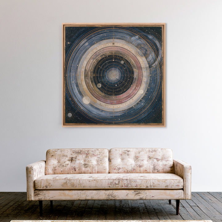 Planetary Rings Made of Ice and Light Framed Canvas Print, Space Art, Minimalist Wall Art, Spa Decor, Abstract Art, Serenity, SAR-1x1-42