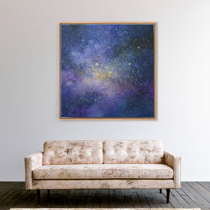 Distant Star Cluster Framed Canvas Print, Space Art, Digital Art, Spa Decor, Serenity, Modern Wall Art, Living Room Wall Art, SAR-1x1-44