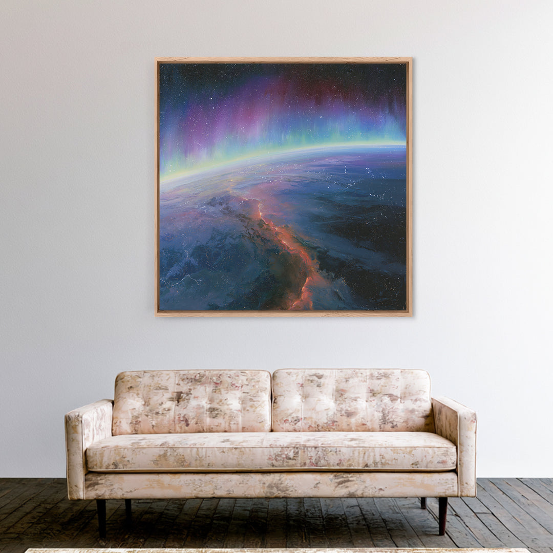 Aurora Viewed from Orbit Canvas Print, Space Art, Minimalist Decor, Spa Decor, Fine Art, Serenity, Digital Art, SAR-1x1-91