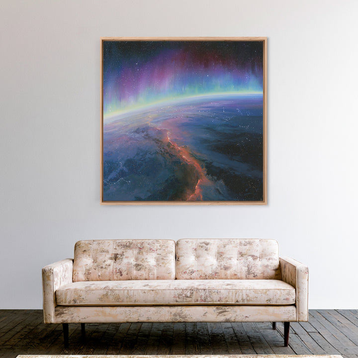 Aurora Viewed from Orbit Canvas Print, Space Art, Minimalist Decor, Spa Decor, Fine Art, Serenity, Digital Art, SAR-1x1-91