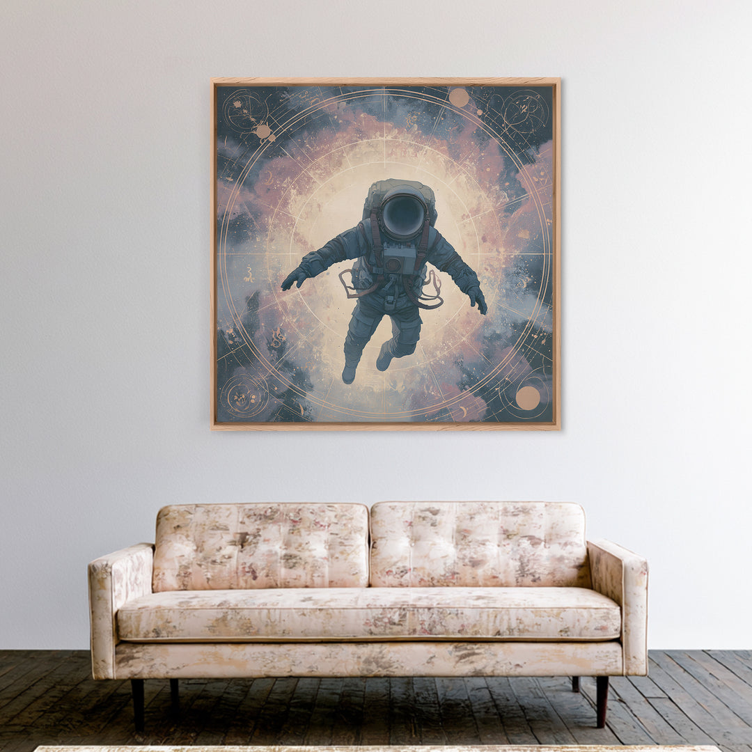 Astronaut Floating Near a Glowing Galaxy Canvas Print, Space Art, Painting, Spa Decor, Fine Art, Serenity, Canvas Wall Art, SAR-1x1-99