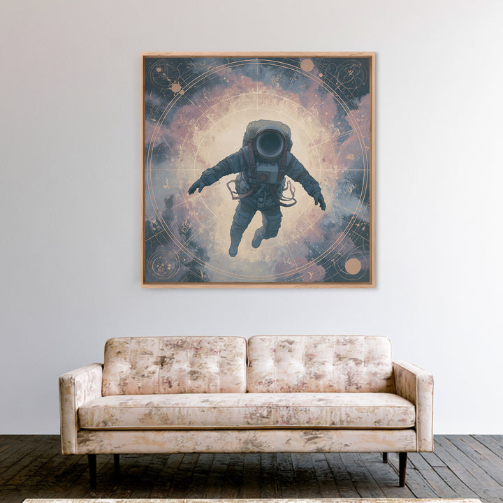 Astronaut Floating Near a Glowing Galaxy Canvas Print, Space Art, Painting, Spa Decor, Fine Art, Serenity, Canvas Wall Art, SAR-1x1-99