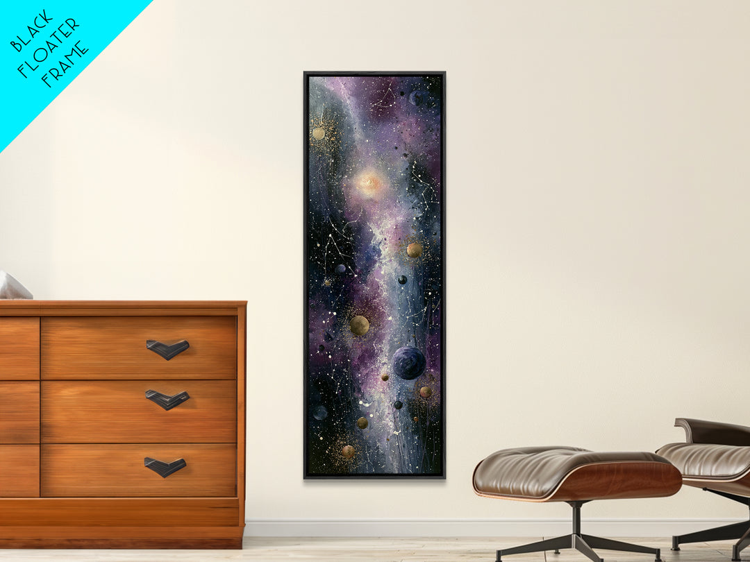 Cosmic Garden with Planets as Flowers Canvas Print, Space Art, Boho Decor, Spa Decor, Fine Art, Serenity, Painting, Posters, SAR-1x3-1