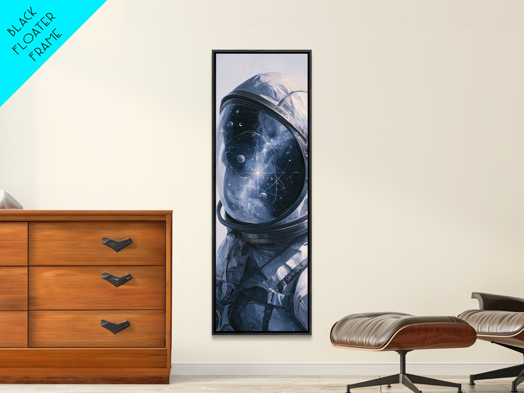 Astronaut Helmet Reflecting a Nebula Framed Canvas Print, Space Art, Canvas Wall Art, Spa Decor, Serenity, Gallery Decor, SAR-1x3-52