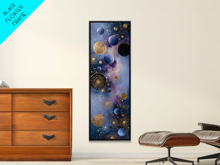 Cosmic Garden with Planets as Flowers Canvas Print, Space Art, Printable Art, Spa Decor, Oil Painting, Serenity, Modern Decor, SAR-1x3-73