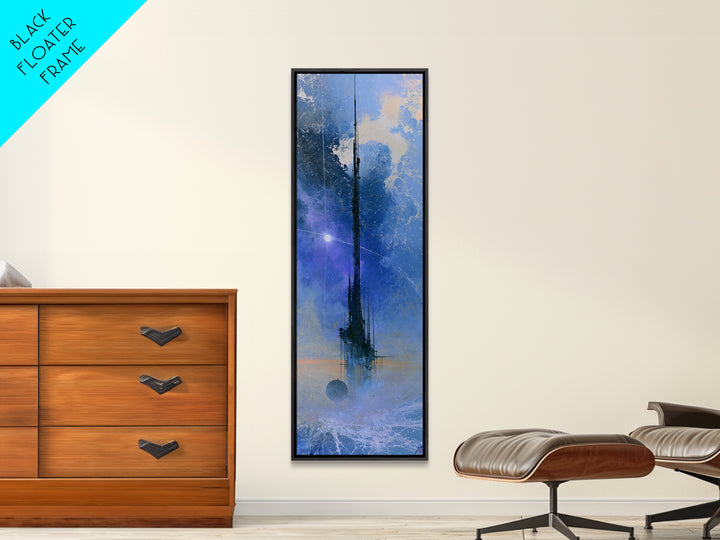Space Station Silhouetted by Sunrise Framed Canvas Print, Space Art, Retro Wall Art, Spa Decor, Fine Art, Serenity, SAR-1x3-84