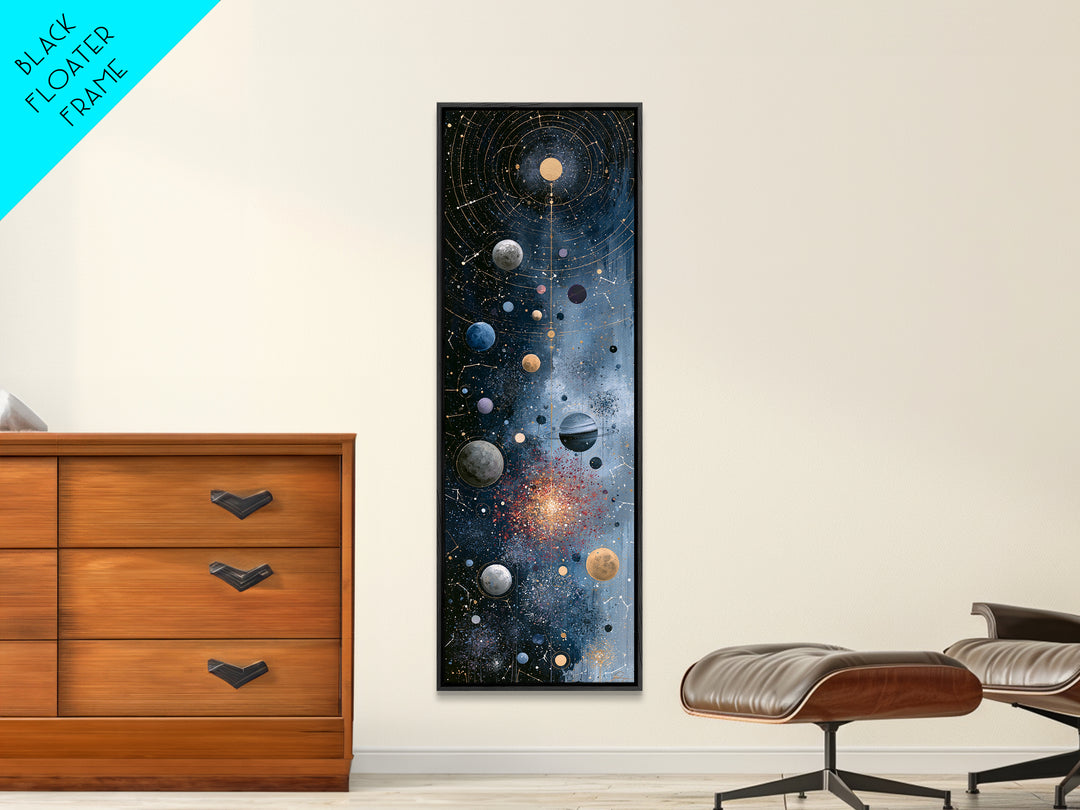 Cosmic Garden with Planets as Flowers Canvas Print, Space Art, Home Decor, Spa Decor, Fine Art, Serenity, Wall Art Prints, SAR-1x3-97