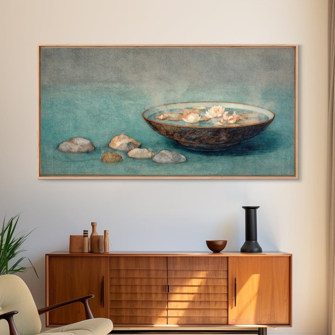 Meteor Shower over Black Sky Framed Canvas Print, Space Art, Minimalist Wall Art, Spa Decor, Fine Art, Serenity, Home Decor, SAR-2x1-19