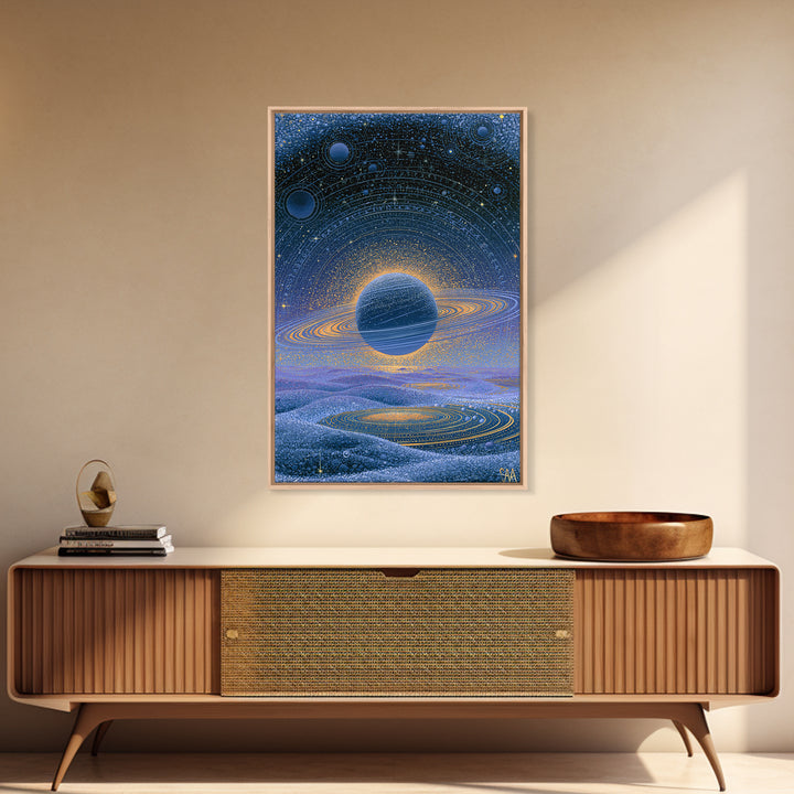 Ringed Planet Rising Canvas Print, Space Art, Wall Decor, Spa Decor, Fine Art, Serenity, Large Wall Art, Canvas Wall Art, SAR-2x3-10