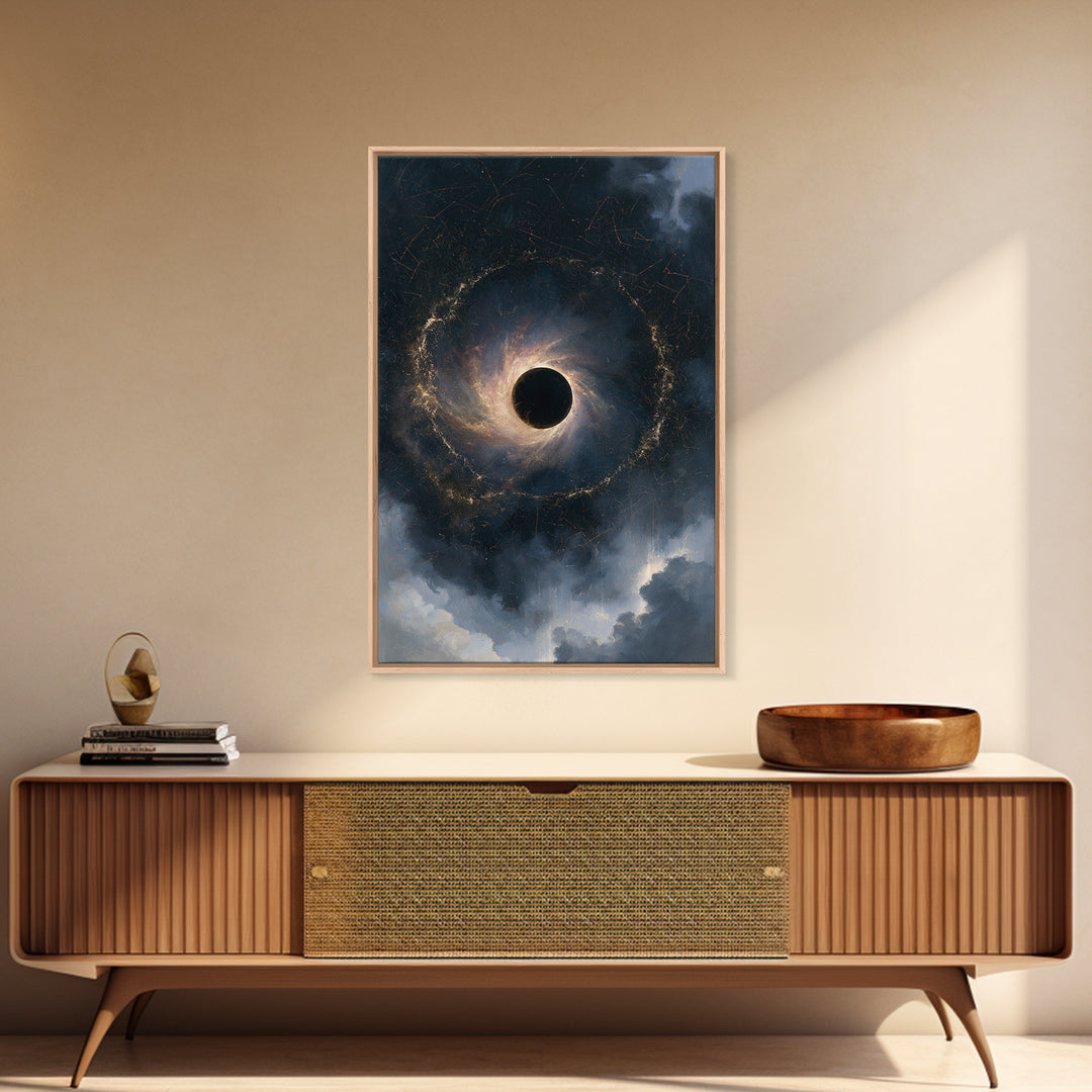 Black Hole with Radiant Accretion Ring Canvas Print, Space Art, Art Print, Spa Decor, Fine Art, Serenity, Modern Wall Art, SAR-2x3-15