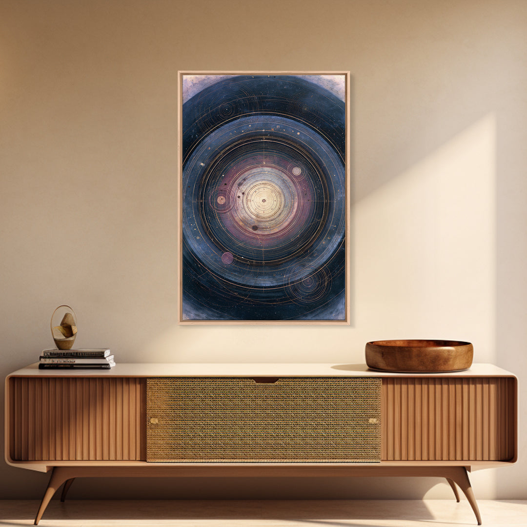 Planetary Rings Made of Ice and Light Framed Canvas Print, Space Art, Oil Painting, Spa Decor, Watercolor Art, Serenity, SAR-2x3-74