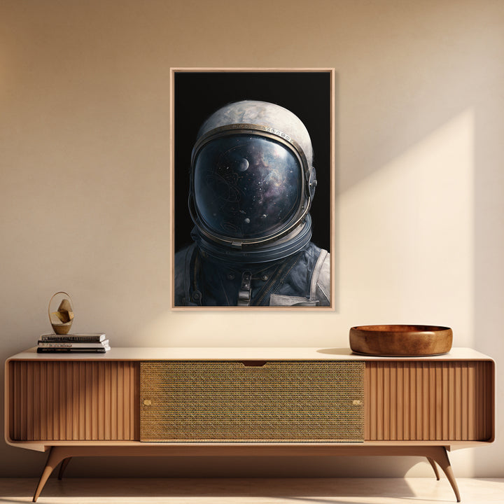 Astronaut Helmet Reflecting a Nebula Canvas Print, Space Art, Abstract Painting, Spa Decor, Serenity, Minimalist Decor, SAR-2x3-96