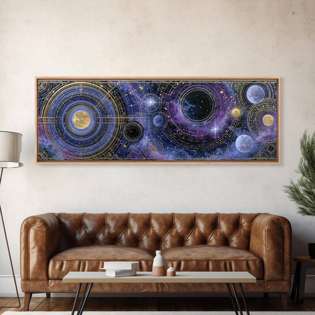 Solar System Arrangement Canvas Print, Space Art, Abstract Painting, Spa Decor, Fine Art, Serenity, Minimalist Decor, SAR-3x1-20