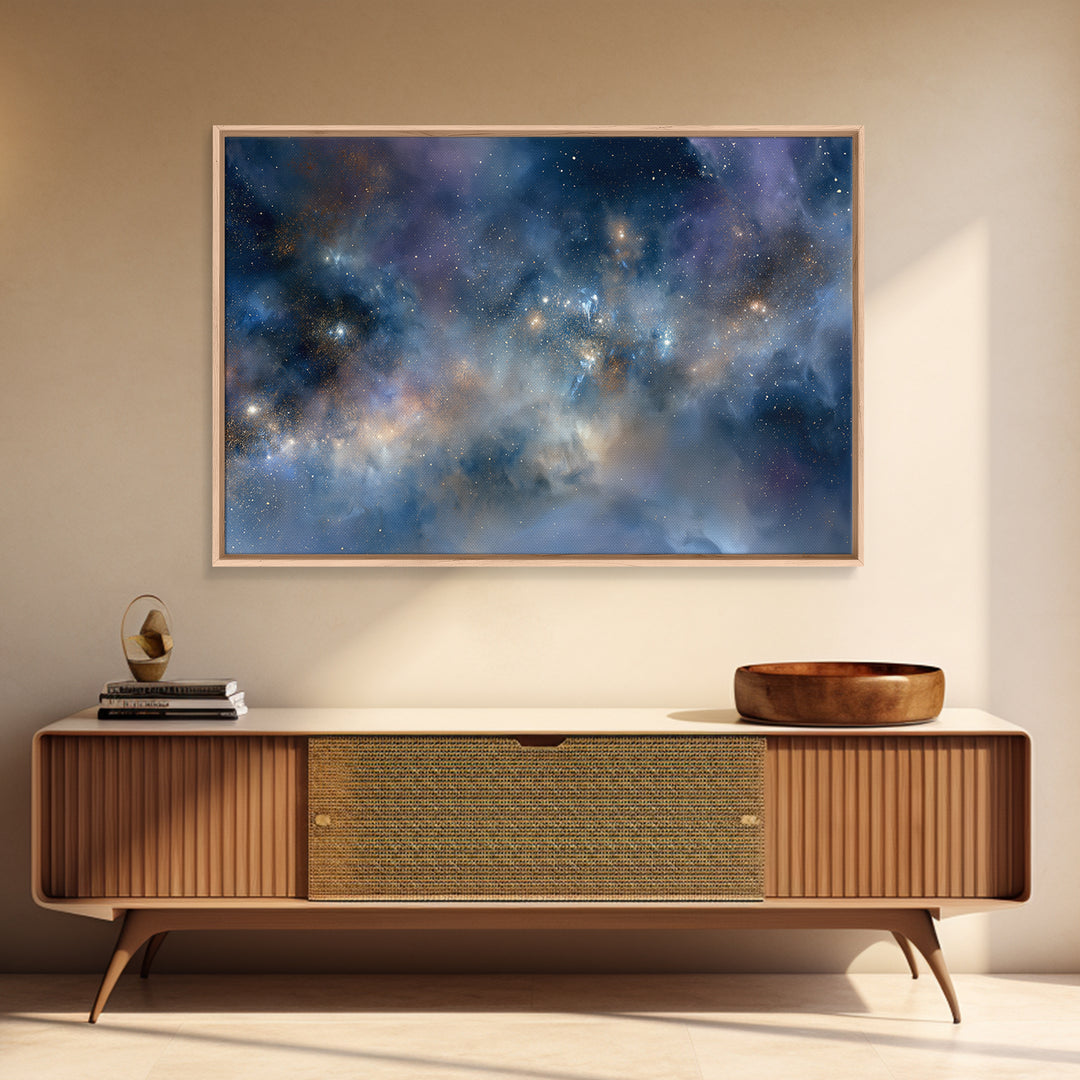 Distant Star Cluster Framed Canvas Print, Space Art, Statement Artwork, Spa Decor, Fine Art, Serenity, Wall Decor, Painting, SAR-3x2-24