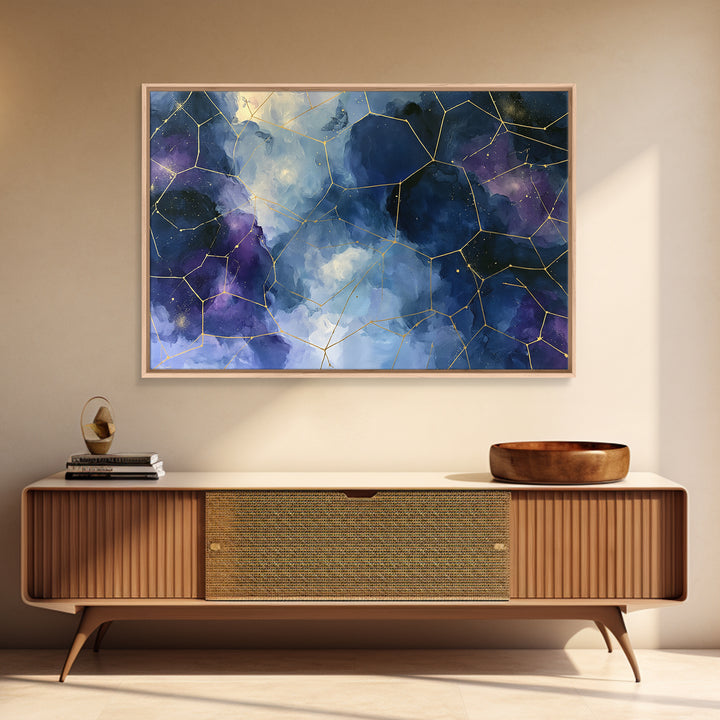 Star Map with Gold Constellation Lines Canvas Print, Space Art, Living Room Wall Art, Spa Decor, Abstract Art, Serenity, SAR-3x2-42