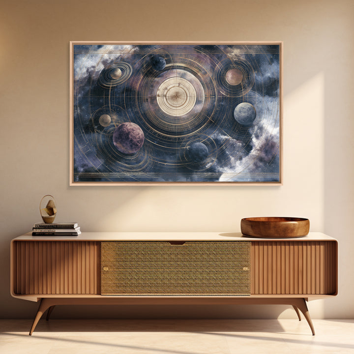 Solar System Arrangement Canvas Print, Space Art, Painting, Spa Decor, Fine Art, Serenity, Canvas Wall Art, Abstract Art, SAR-3x2-56