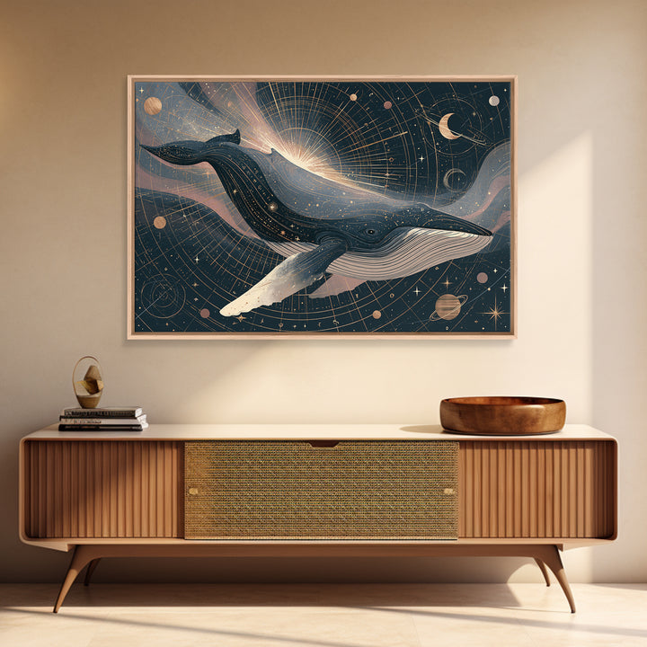 Space Whale Swimming Through Star Dust Canvas Print, Space Art, Canvas, Spa Decor, Fine Art, Serenity, Living Room Wall Art, SAR-3x2-84