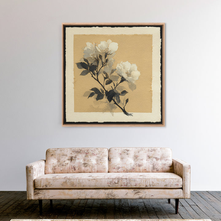 Nordic Folk Bird Framed Canvas Print, Scandinavian Art, Canvas Art, Living Room Decor, Fine Art, Nordic, Floral Wall Art, SCA-1x1-11