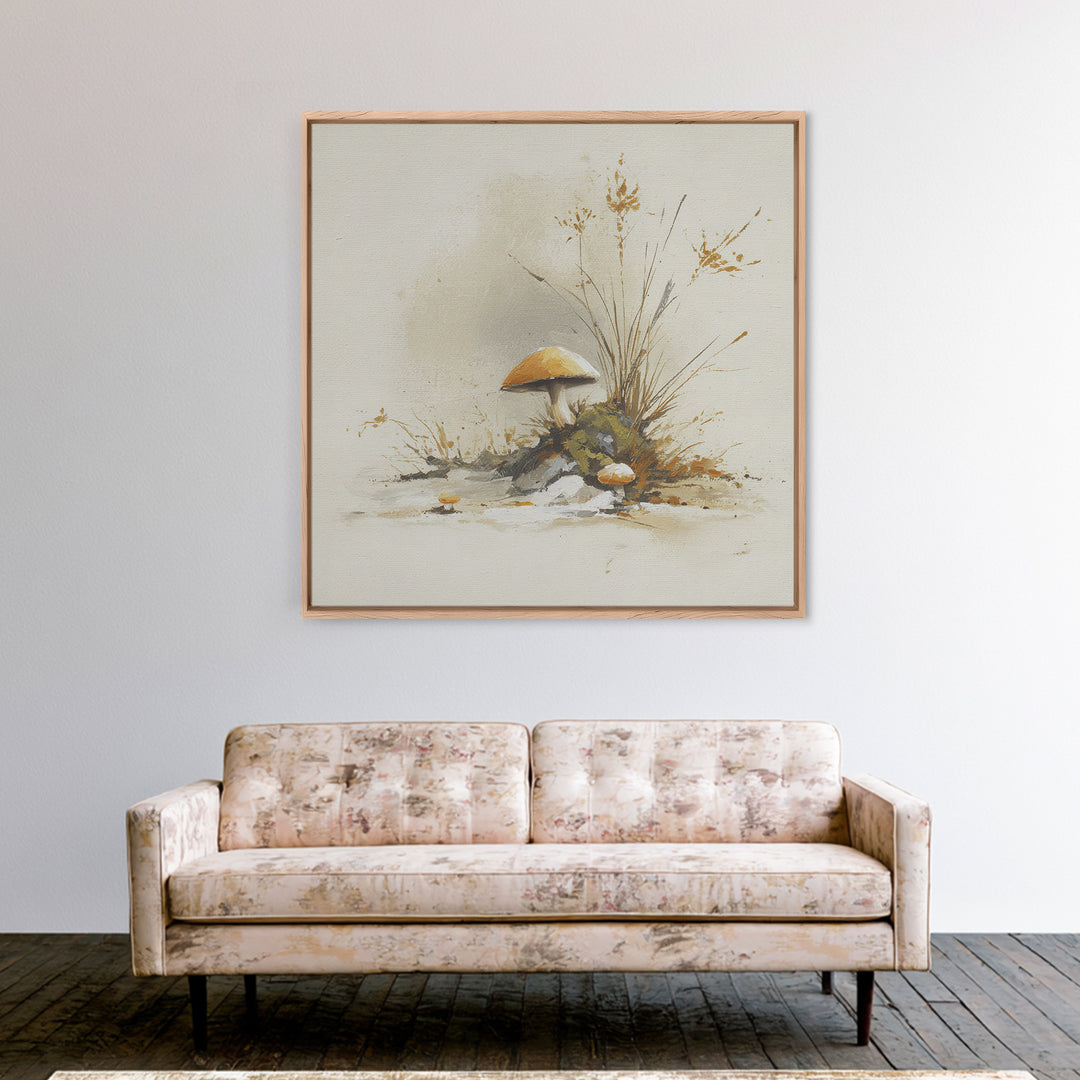 Winter Cabin Smoke Canvas Print, Scandinavian Art, Boho Decor, Living Room Decor, Fine Art, Nordic, Luxury Decor, SCA-1x1-18