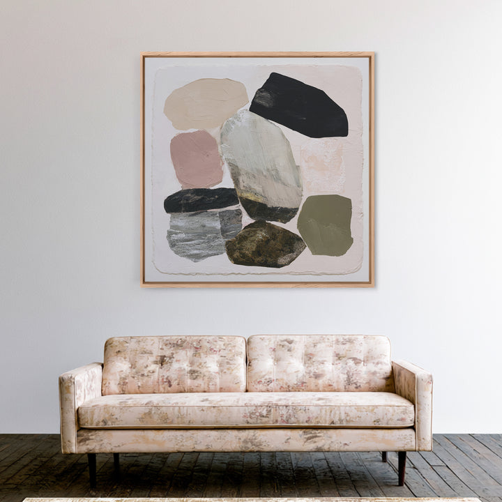 Quiet Coastal Rocks and Gray Sea Canvas Print, Scandinavian Art, Large Wall Art, Living Room Decor, Fine Art, Nordic, SCA-1x1-23