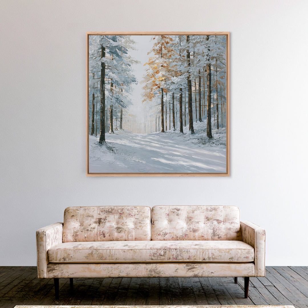Snowy Nordic Forest Canvas Print, Scandinavian Art, Art, Living Room Decor, Fine Art, Nordic, Abstract Art, Canvas Art, SCA-1x1-25